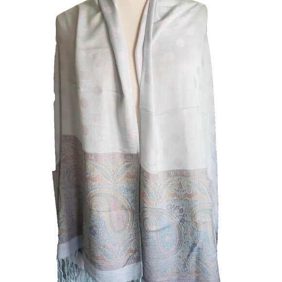 Boho Pashmina Cashmere Handmade Paisley Print Fringe Scarf Shawl Wrap - Picture 2 of 8